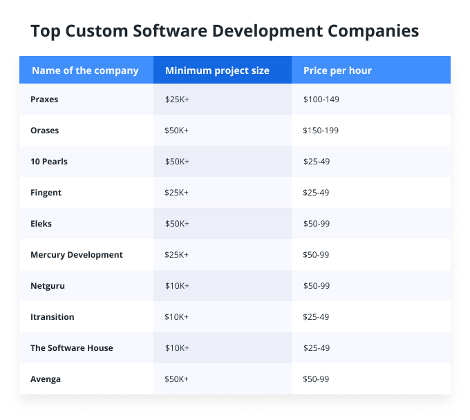 Top Custom Software Development Companies